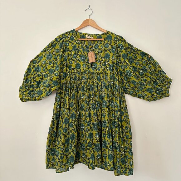 NWT Natural Life Aimee Mini Tunic Dress - Olive Floral Border - Size Large - Picture 2 of 8